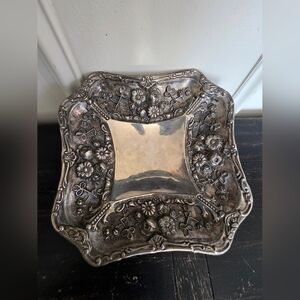 Vintage Sliver Ornate Floral Catch All Candy Dish